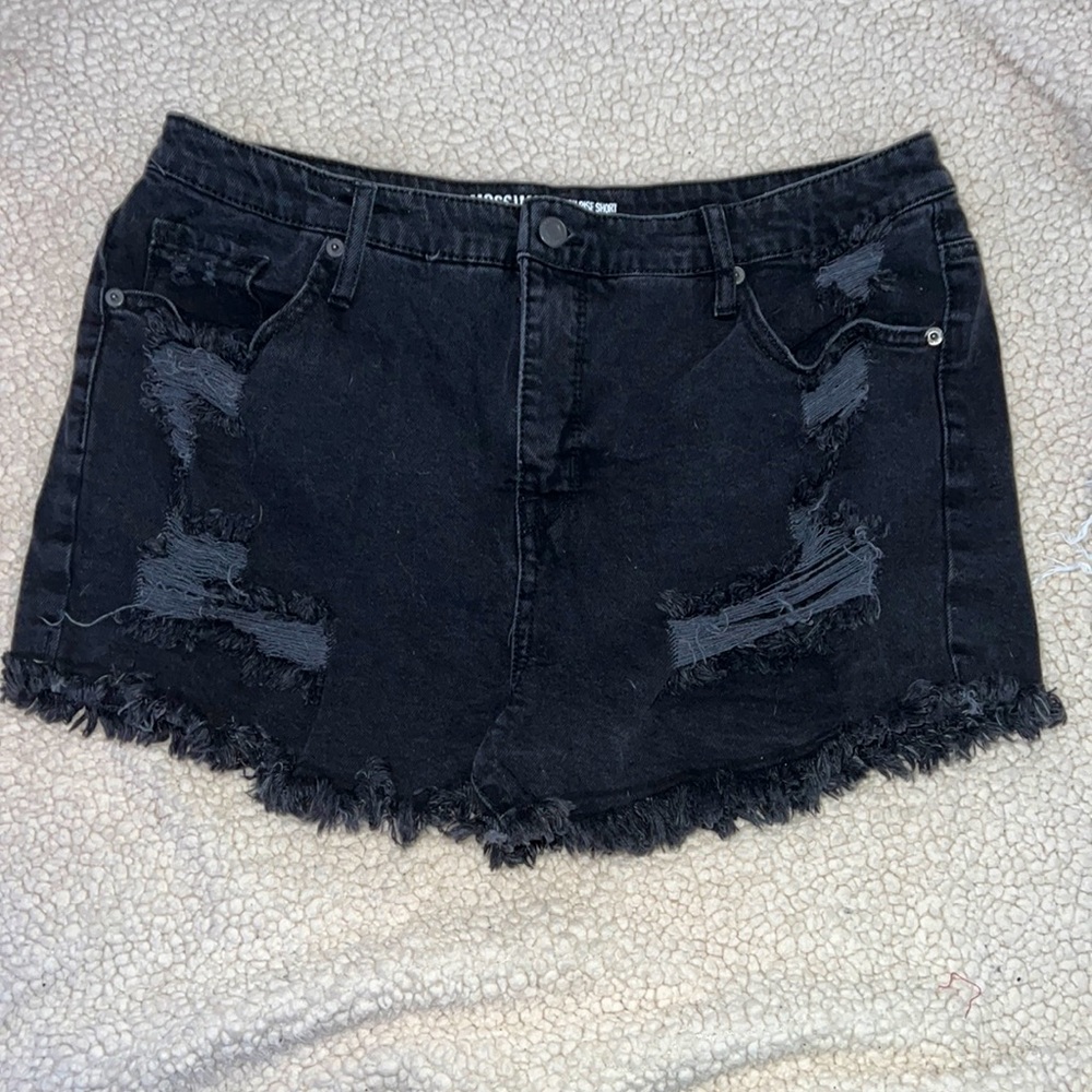 Black high rise jean shorts